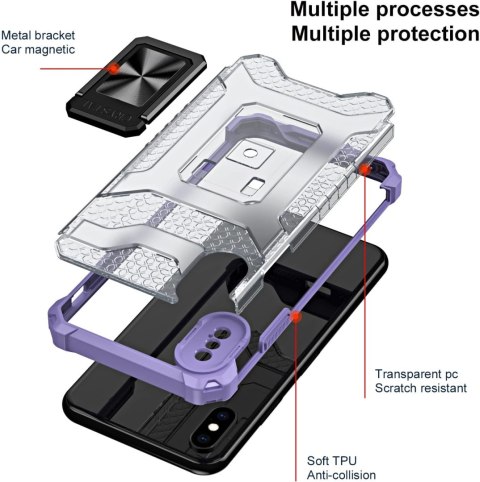 ETUI POKROWIEC APPLE IPHONE X/XS RÓŻOWE Z PIERŚCIENIEM + SZKŁO HARTOWANE