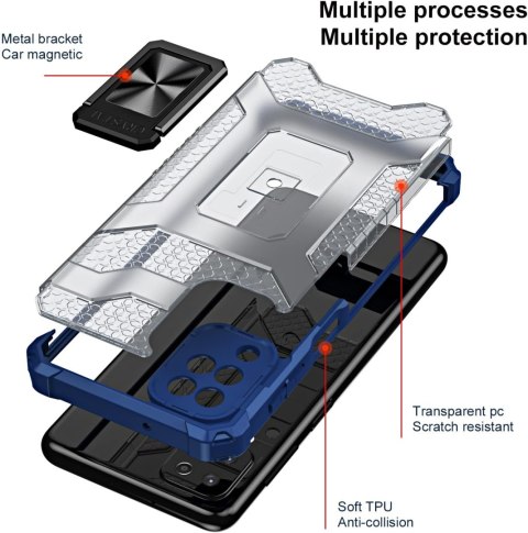 ETUI SAMSUNG GALAXY A12 GRANATOWY Z PODSTAWKĄ +1x SZKŁO HARTOWANE SM-A125F