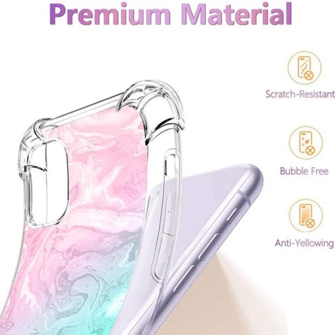 ETUI SILIKONOWE APPLE IPHONE 11 RÓŻOWE NIEBIESKIE GLAMOUR A2111