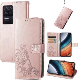 ETUI Z KLAPKĄ DO XIAOMI POCO F4 5G EKOSKÓRA RÓŻOWY CASE WYTRZYMAŁE