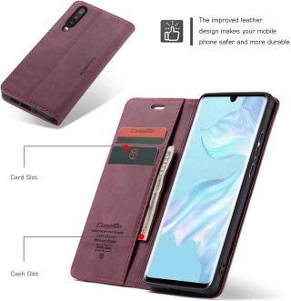 ETUI Z KLAPKĄ HUAWEI P30 CASE EKOSKÓRA ZAMSZ FIOLETOWY CASUAL ELE-L09