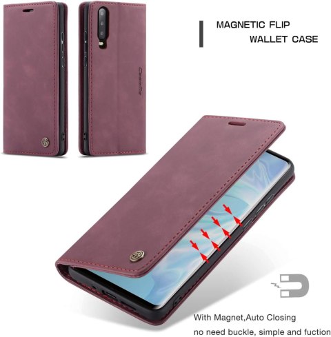 ETUI Z KLAPKĄ HUAWEI P30 CASE EKOSKÓRA ZAMSZ FIOLETOWY CASUAL ELE-L09