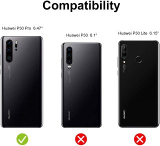 ETUI Z KLAPKĄ HUAWEI P30 PRO CZARNE LUSTRZANE Z MIKROFIBRĄ VOG-L09