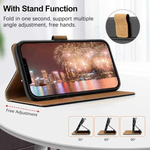 ETUI Z KLAPKĄ XIAOMI POCO M4 PRO 5G CZARNY CASE Z EKOSKÓRY ELEGANCKI