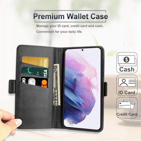 ETUI Z KLAPKĄ SAMSUNG GALAXY S21+ 5G CASE Z EKOSKÓRY LEKKI MIEJSCE NA KARTY