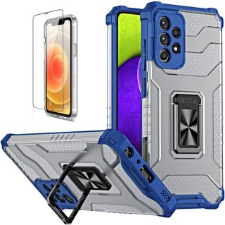 ETUI Z PIERŚCIENIEM SAMSUNG GALAXY A72 5G/4G NIEBIESKIE + SZKŁO HARTOWANE