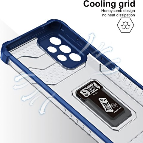 ETUI Z PIERŚCIENIEM SAMSUNG GALAXY A72 5G/4G NIEBIESKIE + SZKŁO HARTOWANE