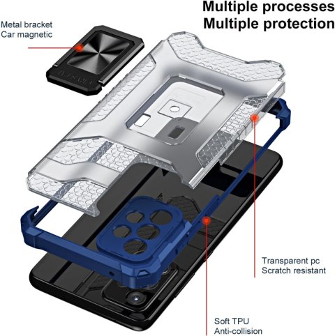 ETUI Z PIERŚCIENIEM SAMSUNG GALAXY A72 5G/4G NIEBIESKIE + SZKŁO HARTOWANE