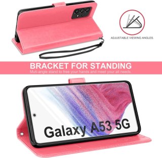 ZESTAW ETUI Z KLAPKĄ SAMSUNG GALAXY A53 5G RÓŻOWE +2x SZKŁO HARTOWANE