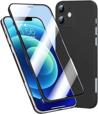 ETUI APPLE IPHONE 12 CASE BUMPER CZARNY Z OCHRONĄ EKRANU A2172