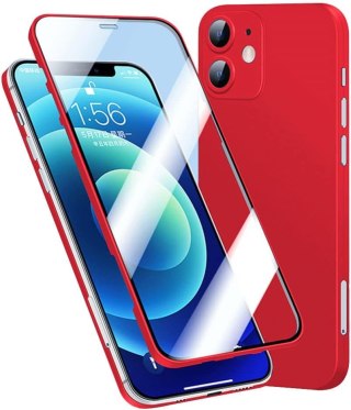 ETUI APPLE IPHONE 12 CASE BUMPER CZERWONY Z OCHRONĄ EKRANU A2172