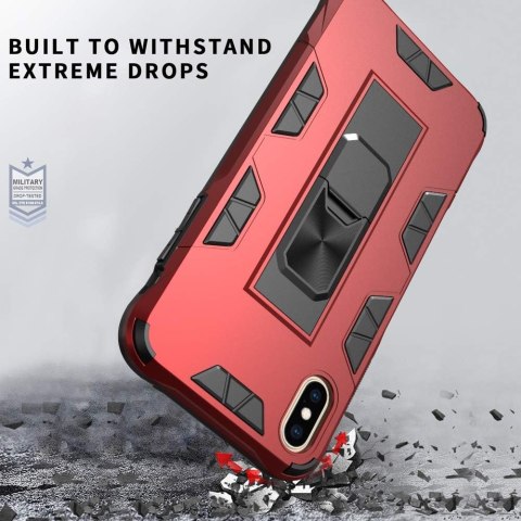 ETUI APPLE IPHONE XS MAX 6.46" CZERWONE WZMOCNIONE Z PODSTAWKĄ A1921