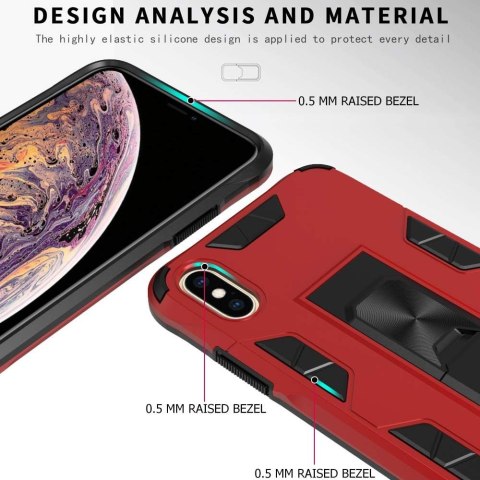 ETUI APPLE IPHONE XS MAX 6.46" CZERWONE WZMOCNIONE Z PODSTAWKĄ A1921