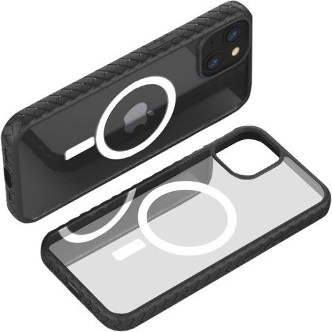 ETUI IPHONE 12/12 PRO CZARNA RAMKA PRZEZROCZYSTE PLECKI +POKROWIEC MAGSAFE