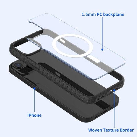 ETUI IPHONE 12/12 PRO CZARNA RAMKA PRZEZROCZYSTE PLECKI +POKROWIEC MAGSAFE