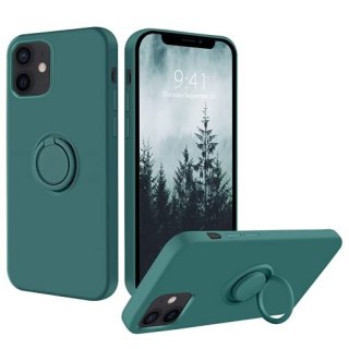 ETUI IPHONE 12/12 PRO ZIELONE SILIKONOWE PLECKI Z PIERŚCIENIEM +SMYCZ