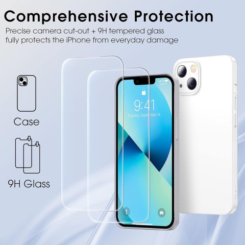 ETUI POKROWIEC APPLE IPHONE 13 CASE BIAŁY + 2x SZKŁO HARTOWANE A2482 A2631