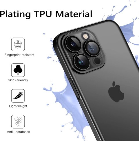 ETUI POKROWIEC APPLE IPHONE 14 PRO MAX BEZBRAWNY CZARNE RAMKI A2894 A2651