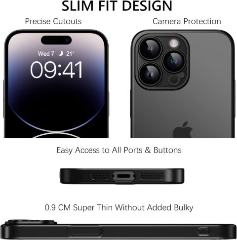 ETUI POKROWIEC APPLE IPHONE 14 PRO MAX BEZBRAWNY CZARNE RAMKI A2894 A2651