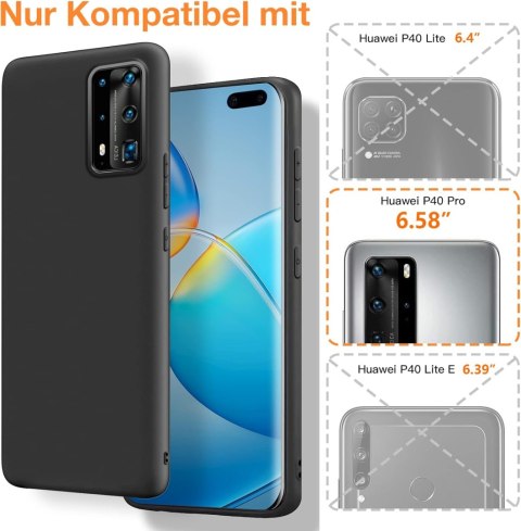 ETUI POKROWIEC HUAWEI P40 PRO SILIKONOWE PLECKI CZARNE ELS-NX9 ELS-N04