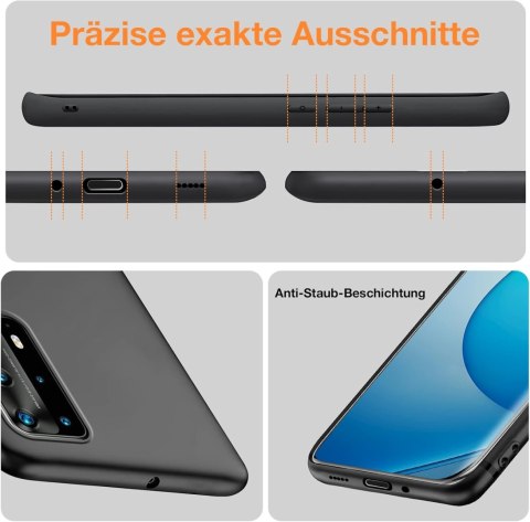 ETUI POKROWIEC HUAWEI P40 PRO SILIKONOWE PLECKI CZARNE ELS-NX9 ELS-N04