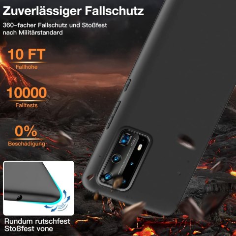 ETUI POKROWIEC HUAWEI P40 PRO SILIKONOWE PLECKI CZARNE ELS-NX9 ELS-N04