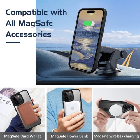 ETUI POKROWIEC IPHONE 14 PRO BEZBARWNE CZARNE RAMKI MAG SAFE A2890 A2650