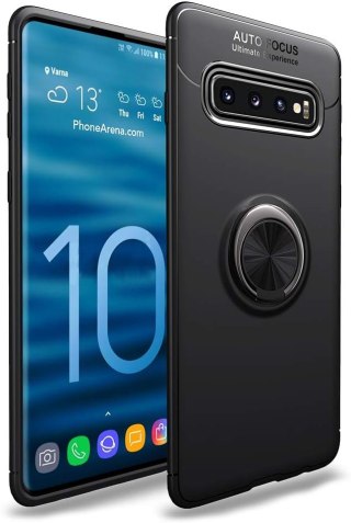 ETUI POKROWIEC SAMSUNG GALAXY S10 CZARNY SILIKONOWY Z PIERŚCIENIEM