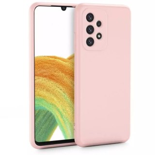 ETUI SAMSUNG GALAXY A33 5G CASE SILIKONOWY BLADY RÓŻOWY Z MIKROFIBRĄ