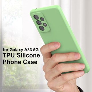 ETUI SAMSUNG GALAXY A33 5G CASE SILIKONOWY JASNY ZIELONY Z MIKROFIBRĄ