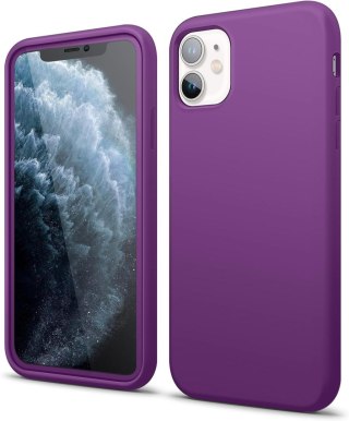 ETUI SILIKONOWE APPLE IPHONE 11 CIEMNE FIOLETOWE Z MIKROFIBRĄ A2111