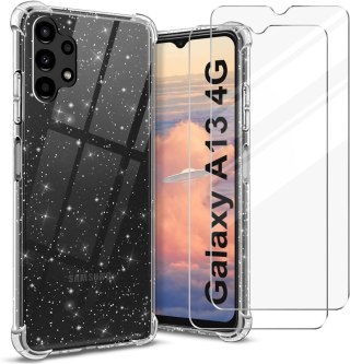 ETUI SILIKONOWE SAMSUNG GALAXY A13 BEZBARWNE BŁYSZCZĄCE +2x SZKŁO HARTOWANE