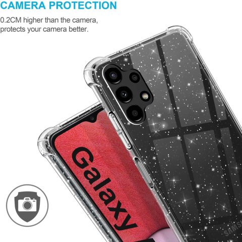 ETUI SILIKONOWE SAMSUNG GALAXY A13 BEZBARWNE BŁYSZCZĄCE +2x SZKŁO HARTOWANE