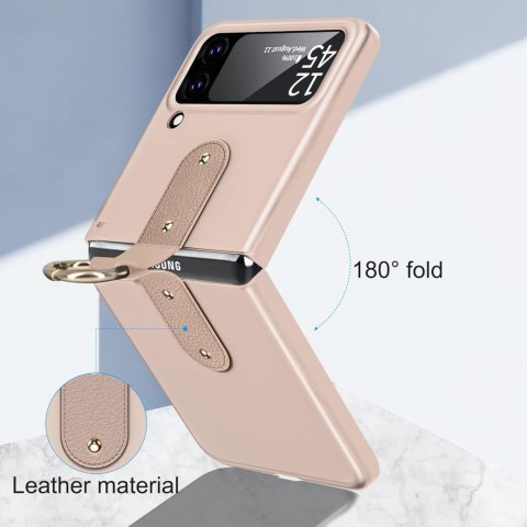 ETUI SKŁADANE SAMSUNG Z FLIP 4 ROSE GOLD RÓŻOWE Z RINGIEM SM-F721B