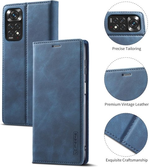 ETUI Z KLAPKĄ XIAOMI REDMI NOTE 11/11S GRANATOWE EKOSKÓRA MIEJSCE NA KARTY