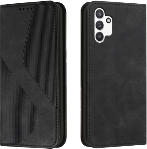 ETUI Z KLAPKĄ SAMSUNG GALAXY A13 4G CASE CZARNY EKOSKÓRA MIEJSCE NA KARTY