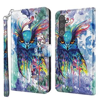 ETUI Z KLAPKĄ SAMSUNG GALAXY A24 CASE KOLOROWY SOWA AKWARELA+ZAWIESZKA