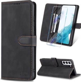 ETUI Z KLAPKĄ SAMSUNG GALAXY S22 5G CZARNE Z EKOSKÓRY PORTFEL SM-S901B