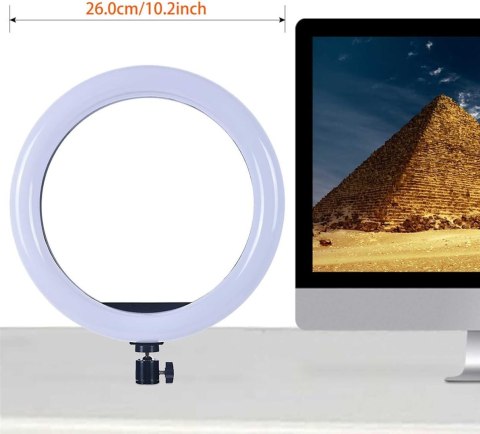 LAMPA LED PIERŚCIENIOWA RING LED USB 26/16cm statyw selfie pilot akcesoria