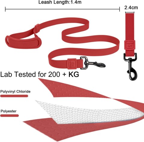 SMYCZ CZEWONA DUŻY PIES DŁUGOŚĆ 1,4M PVC NYLON WODOODPORNA TRENINGOWA