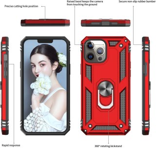 ZESTAW ETUI APPLE IPHONE 13 PRO MAX CZERWONE +3x SZKŁO HARTOWANE A2484