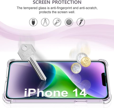 ZESTAW ETUI APPLE IPHONE 14 BEZBARWNE +3x SZKŁO HARTOWANE A2882 A2649