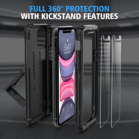 ZESTAW ETUI BUMPER APPLE IPHONE 11 PRO CZARNE +2x SZKŁO HARTOWANE A2160