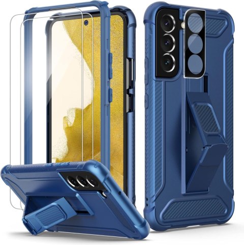 ZESTAW ETUI BUMPER SAMSUNG GALAXY S22 5G GRANATOWE +2x SZKŁO HARTOWANE