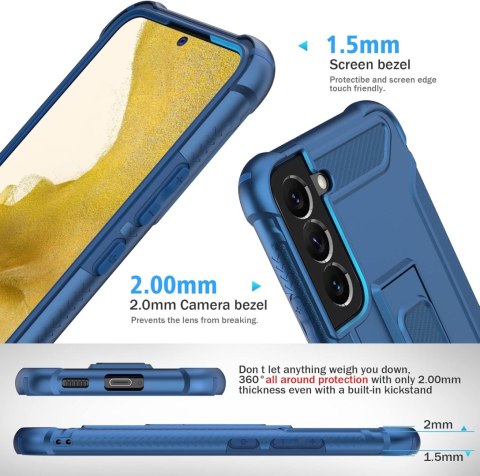 ZESTAW ETUI BUMPER SAMSUNG GALAXY S22 5G GRANATOWE +2x SZKŁO HARTOWANE