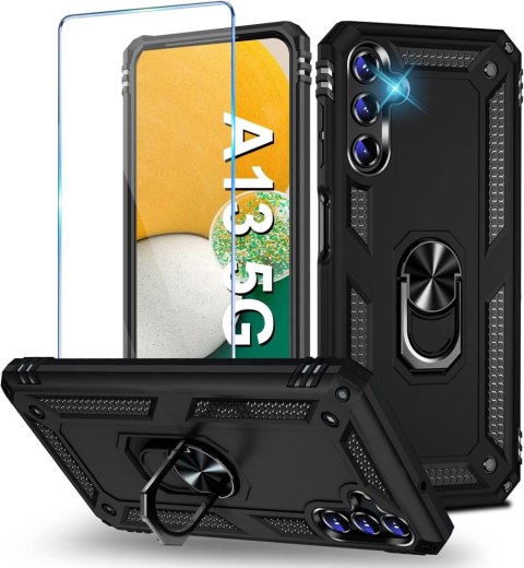 ZESTAW ETUI CZARNE SAMSUNG GALAXY A13 5G/A04s +SZKŁO HARTOWANE SM-A136U