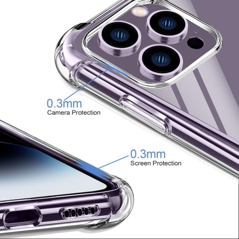 ZESTAW ETUI IPHONE 14 PRO BEZBARWNE +2x SZKŁO HARTOWANE OCHRONA APARATU