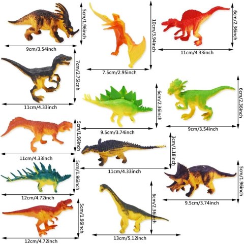 12x FIGURKA DINOZAURY ZABAWKI DLA DZIECI FANÓW RÓŻNE RODZAJE MIX ZESTAW