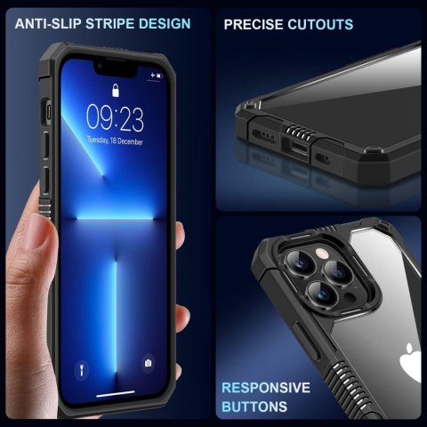 ETUI APPLE IPHONE 13 PRO CZARNA RAMKA +SZKŁO HARTOWANE OCHRONA APARATU