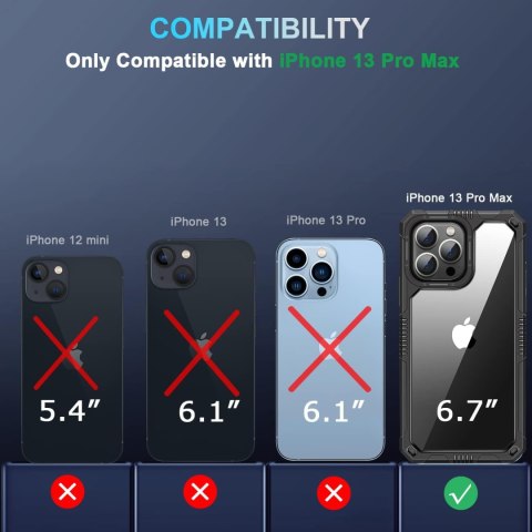 ETUI APPLE IPHONE 13 PRO MAX CZARNA RAMKA +SZKŁO HARTOWANE OCHRONA APARATU